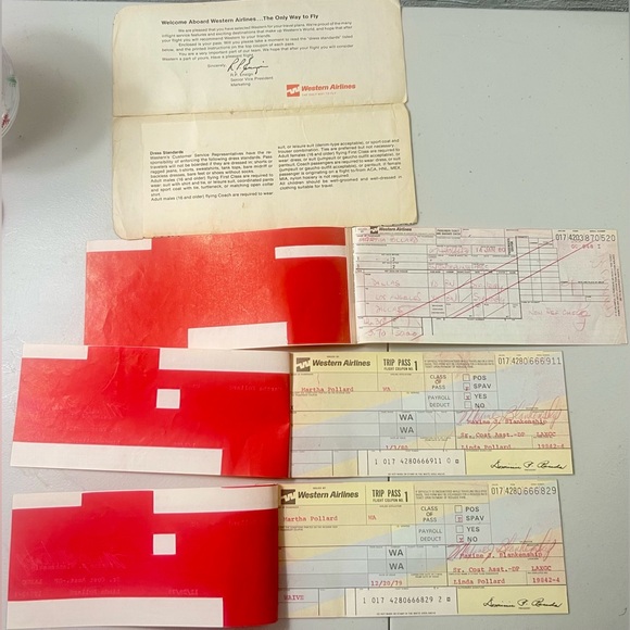 Western Airlines Vintage Ticket Jackets and Travel Passes - Picture 5 of 15